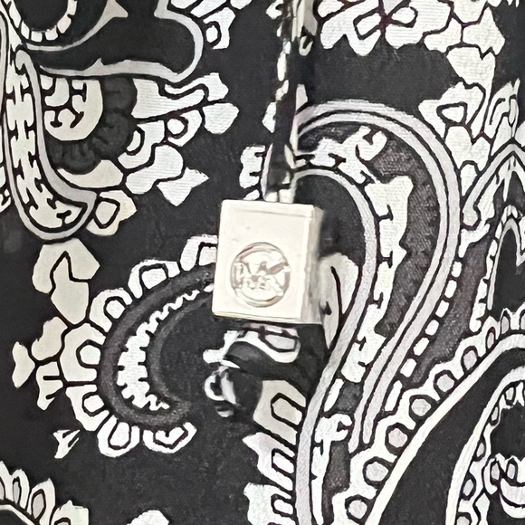 Michael Kors Women Black White Paisley Print Front Tie Tunic Shirt - Picture 3 of 8